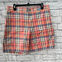 Southern Tide SkipJack Mens Plaid Chino Shorts Size 34 Coral Orange 8&quot; inseam - £19.53 GBP