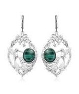 African Malachite Dangling Earrings  Platinum Over Copper Stainless Stee  - $110.99 CAD
