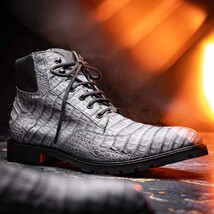 Marco Di Milano Genuine Caiman Belly Boot Leoni Oil Gray image 9