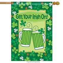 Get Your Irish On House Flag Decorative Shamrock Beer Clover Banner 28&quot; x 40&quot; - £21.76 GBP