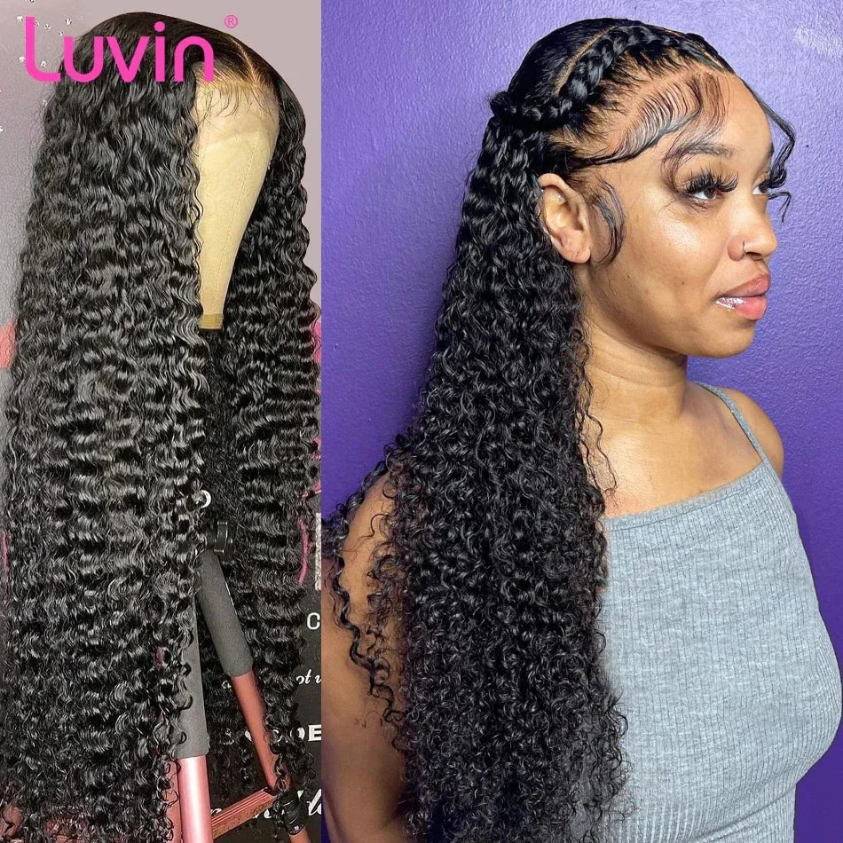 Luvin Loose Deep Wave HD Transparent 13x6 Lace Front Human Hair Wig 40Inch Wat - £76.66 GBP+