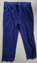 Women&#39;s Denim &amp; Company Velvet Feel Pants Size 1X Solid Blue Elastic Cas... - $14.99