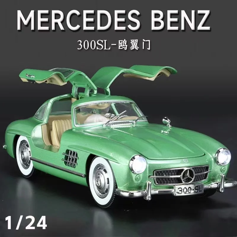 1:24 Scale Car Model Mercedes Benz 300SL Alloy car Classic Vintage -green - £27.74 GBP