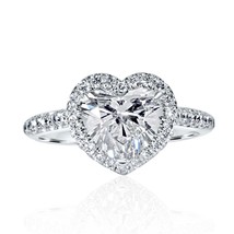 1.74CT IGI Lab Grown G-VS1 (2.50TCW) Heart Diamond Ring 14k White Gold - £1,929.87 GBP