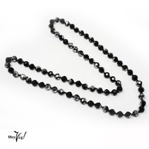 Vintage Single Strand Black Iridescent Faceted Glass Beads 32&quot; Long - He... - $22.00