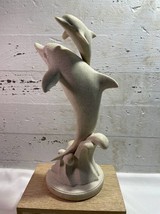 Herco Gifts Resin Leaping Dolphins Sand Finish Figurine Statue Mama Baby... - $24.19