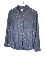 J. Crew Factory Size XS Blue Polka Dot Chambray Button Front Top Shirt Blouse - £9.68 GBP