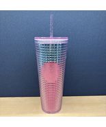STARBUCKS 24 Oz. Acrylic Cold Cup Tumbler IRIDESCENT PINK BLUE DIAMOND 2021 - $21.78