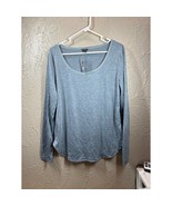 Ann Taylor Petite Blue Gray Long Sleeve Scoop Neck Stretch Tee LP Large ... - €23,50 EUR