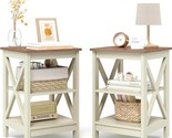 Farmhouse End Tables Living Room Set Of 2, 3-Tier Modern Side Tables Wit... - £160.10 GBP