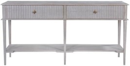 Console Taylor Pewter Gray Transitional Solid Wood Shelf 2-Drawer Soft Closing - £2,117.82 GBP