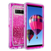 For Samsung S10 Transparent Heavy Duty Glitter Quicksand Case w/Clip HOT PINK - £5.31 GBP
