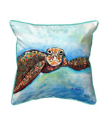 Betsy Drake Turtle Looking At Me Large Indoor Outdoor Pillow 18x18 - £36.98 GBP