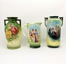 Antique Czechoslovakian Group of 3 Mini Art Deco Shape Signed Mini Vases.  - $165.00