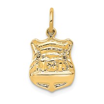 14K Yellow Gold Police Badge Charm Engravable Cop Jewerly 18.5mm x 11mm - £107.24 GBP