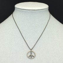 Retired Silpada Sterling Silver Peace Sign Pendant Wheat Chain Necklace N1971 - £31.97 GBP