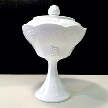 Colony Vintage 1960’s Harvest Grapes &amp; Leaves Milk Glass Lidded Wedding Bowl - £19.94 GBP