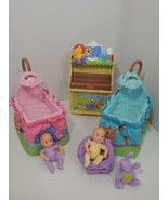 Fisher Price loving family dollhouse nursery cribs yellow purple babies ... - £30.95 GBP
