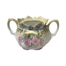 Antique RS Prussia Creamer Porcelain Two Handles Mold 506 Pink Roses C. 1890 - $39.99