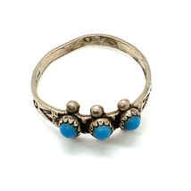 Vtg Signed Bell Trading Post Sterling Native American Turquoise Stones Ring sz 7 - £30.15 GBP