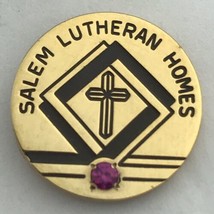 Salem Lutheran Homes Vintage Pin Gold Tone Jeweled Brooch - $12.78