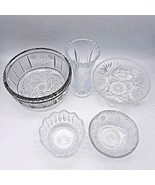 Vintage Crystal Bowl Vase Mixed Lot 5 Pieces Etched Star Of David Scallo... - £43.95 GBP