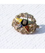 ANTIQUE TINY ENAMELED FRATERNAL PIN 10K GOLD TOP - £7.46 GBP