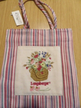 Longaberger Homestead Small Striped Tote Lunch/Carrying Bag w/Flower Bas... - $8.41