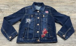 Wonder Nation Jean Jacket With Patches &amp; Embroidery Girls Size Large (10-12) - £9.52 GBP