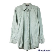 Ike Behar Mens Green White Stripe Cotton Dress Shirt Size 15 1/2  32 - £6.24 GBP