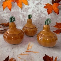 3 Williams Sonoma Soup Cups Gourd Pumpkin Tureens Autumn Fall Farmhouse Rustic  - $49.49