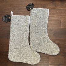 Max Studio Embroidered Christmas Stocking set of 2 White Silver Beaded NWT - £50.76 GBP