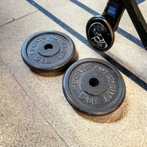 Sports Authority 5 Lb 2.25 kg Standard 1&quot; Weight Plates Lot of 2 Total 10 Lbs - £14.75 GBP