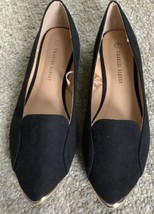 Womens Charles Albert Black Suede Slip On Flat Shoes Gold Toe Sz. 7 NWOT’s - £17.38 GBP