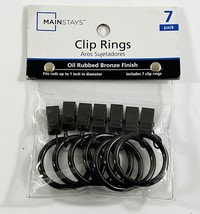 (7-Pk) Mainstays Curtain Clip Rings Oil Rubbed Bronze 236037-128-W30 - £3.73 GBP