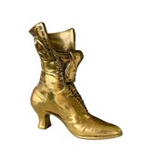 Vintage Brass Cast Metal Victorian Ladies Boot Vase Doorstop Weathered 1... - €18,64 EUR