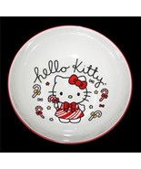 HELLO KITTY Candy Canes Dress Bows Stars Red Rim 46 Oz 9-1/4&quot; Dinner Bow... - $27.42 CAD