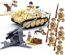 Custom Tank Destroyer &amp; Anti-aircraft guns with 8 Soldiers Minifigure Sets - £27.62 GBP