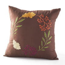 NEW Decorative Leaves Throw Pillow 16 inches brown embroidered leaf pattern - £8.00 GBP