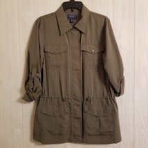 Chaps Denim Size L Desert Explorer Roll Cuff Sleeve Lightweight Olive Jacket - £38.17 GBP