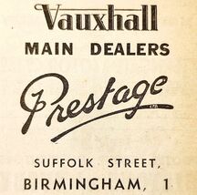 1954 Prestage Vauxhall Car Dealer Birmingham Advertisement Automobilia E... - $363.77 MXN