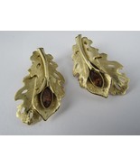1950&#39;s WHITING &amp; DAVIS CO. vintage earings CITRINE gold tone flower CLIP ON - $924.04 MXN