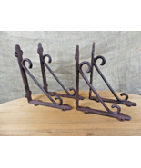 4 Cast Iron Brackets Braces Shelf Bracket RUSTIC Corbels Braces W/ Plant... - $36.99