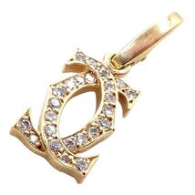 Authentic! Vintage Cartier 18k Yellow Gold Diamond Double C Charm Pendant - $2,150.00