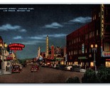 Fremont Street View Night Las Vegas Nevada NV UNP Linen Postcard V4 - $7.87