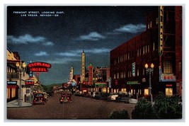 Fremont Street View Night Las Vegas Nevada NV UNP Linen Postcard V4 - £6.29 GBP