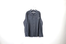 Vintage Oakley Mens XL Faded Spell Out Chamois Cloth Button Shirt Charcoal Gray - £39.52 GBP