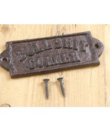 BULLSHIT CORNER SIGN RUSTIC CAST IRON BARWARE PLAQUE BAR WALL DECOR MAN ... - $12.99
