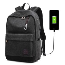Men Canvas USB Charging Backpa Retro Large School Bags For Teenager Boys... - $149.86