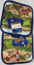 2 Same Printed Kitchen Potholders(7&quot;x7&quot;)WINE &amp; GRAPES,BLUE TRUCK WITH BA... - £6.18 GBP